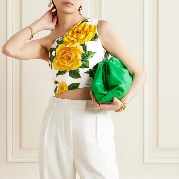 Dolce & Gabbana one shoulder yellow rose floral print top - Picture 1 of 8